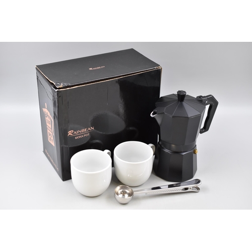 650 - RAINBEAN Moka Pot Stove Top Espresso Maker Complete in Box