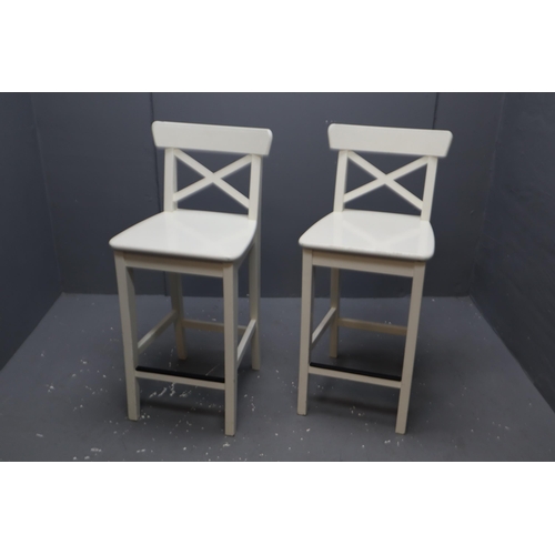 671 - Two Vintage Wooden Bar Stools (Height 3ft High)