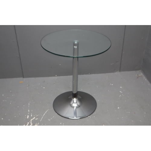 708 - Modern round glass table with chrome base (27