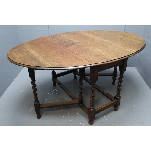 732 - Drop leaf table with barley twist leg (28