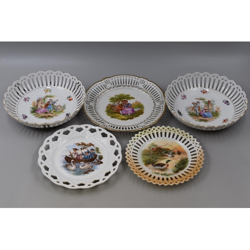 883 - Five Collectors Ribbon Plates and Bowls