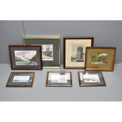 846A - Selection of 7 Framed and Glazed Prints including Signed John Blockley, and Three of Preston Marina ... 