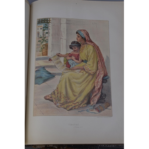 399 - An Antique Leather and Brass Bound Colour Illustrated Family Bible, Published By John Harrop Manches... 