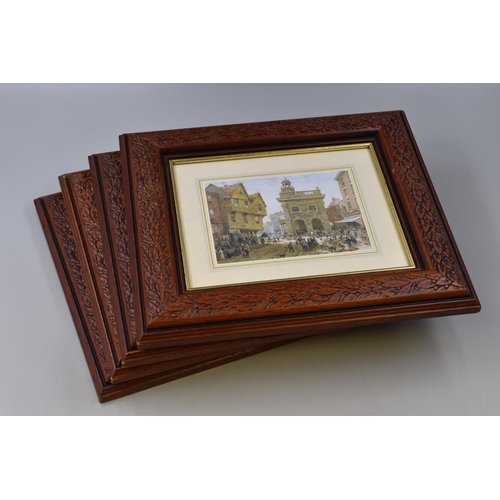 472 - Set of 4 Prints Depicting Chester and York Street Scenes in Matching Framed and Glazed Mounts