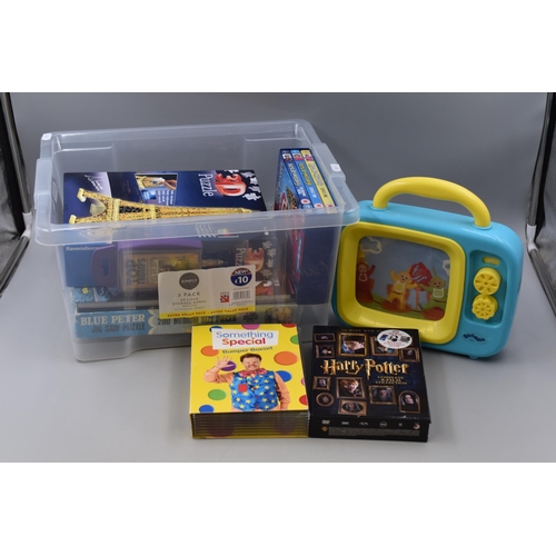 815 - Mixed lot of entertainment items to include Harry potter Top trumps, Teletubbies moving picture song... 