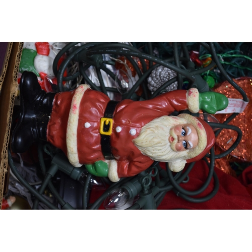 841 - Selection of Christmas Decorations including Wreath, Lights, Baubles and More