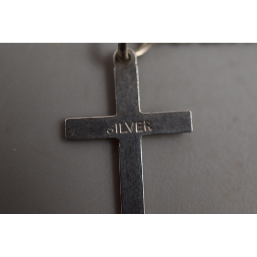 32 - Sterling Silver Cross Pendant Necklace Complete with Presentation Box