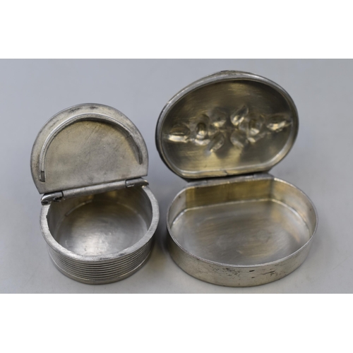 211 - Two Vintage Pewter Pill Boxes To Include Hallmarked Floral, And Other