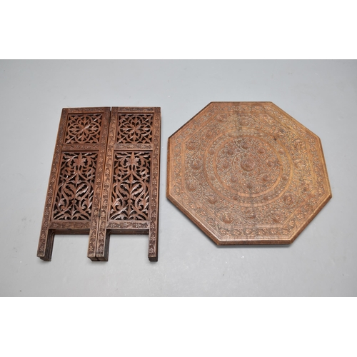 318 - Hand carved octagonal folding side table (25