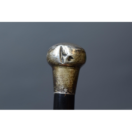 323 - Antique Silver Topped Ebony Walking Stick