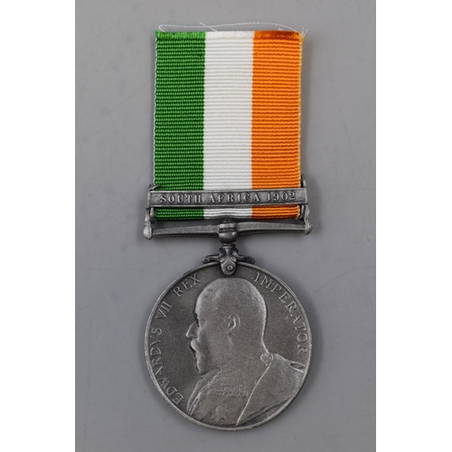 242 - Reproduction Edward VII Kings South Africa Boar War Medal with 1902 Bar and Ribbon