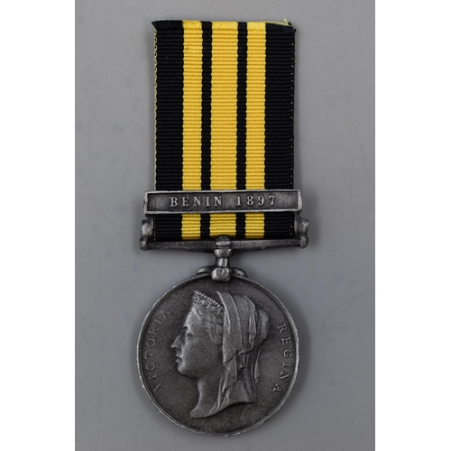 243 - Reproduction Victoria East and West Africa Medal with Ribbon and Benin Bar