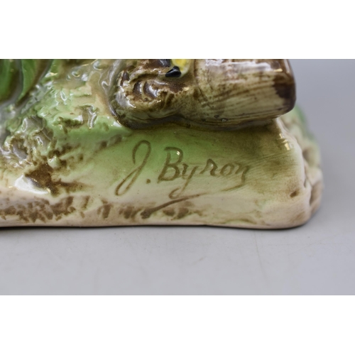 258 - Vintage Ceramic Bird of Prey, Signed 'J. Byron' ( Crown above Letter S Mark To Base ) Possibly Germa... 