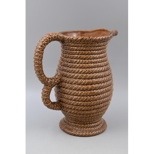 274 - Vintage Large Ceramic Rope Effect Pitcher Jug, Possibly Govancroft, approx 10