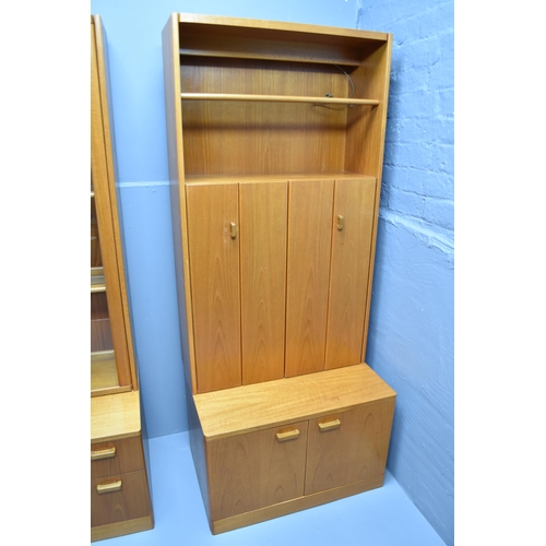 600 - Mid Century G Plan Teak Illuminated Drinks Cabinet with Bi Fold Doors (180cm x 76cm)