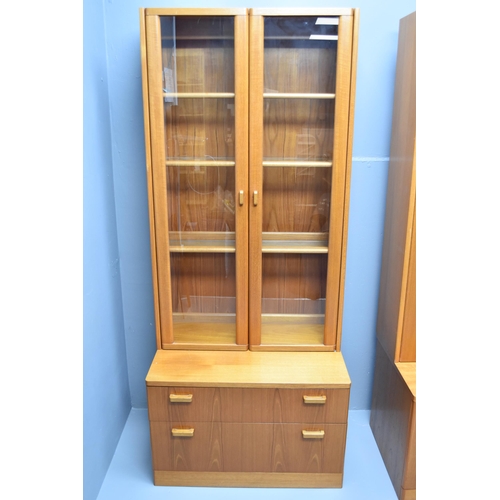 601 - Mid Century G Plan Teak Illuminated Display Cabinet with two Drawers and three Shelves (180cm x 76cm... 