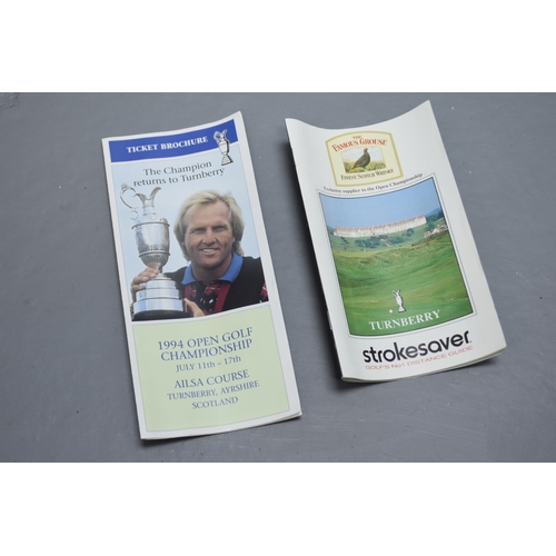 450 - A Selection of Golfing Items To Include Signed Joathan Mitchell Print Titled 'The Aisla Course, Turn... 