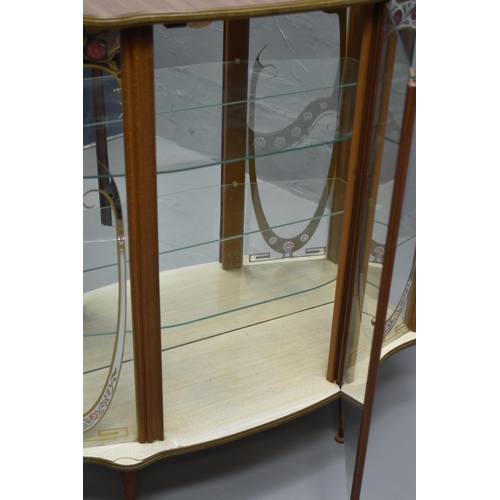 613 - A Denmor Furniture One Door Two Shelf Display Cabinet, With Gilt and Rose Detailing. Approx 30cm x 9... 