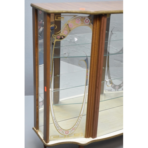 613 - A Denmor Furniture One Door Two Shelf Display Cabinet, With Gilt and Rose Detailing. Approx 30cm x 9... 