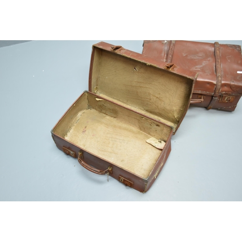 667 - Two Vintage Suitcases one with Wooden Banding (Largest 22