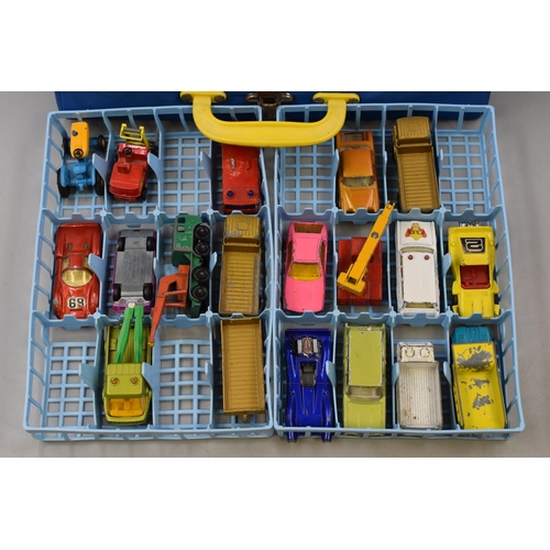 545 - A Matchbox Superfast Collector's Carrying Case With a Selection of Approx 30 Diecast Playworn Vehicl... 