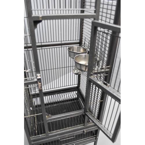 470 - A Large Aviary/Parrot Cage on Castors, With Bowls and Top Feeding Area (Approx 157cm/95cm x 45cm x 4... 