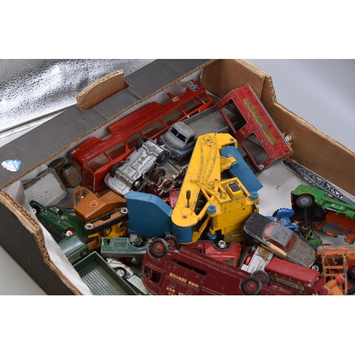 555 - A Selection of Vintage Diecast Playworn Model Vehicles To Include Dinky Supertoys Horse-Box, Corgi V... 