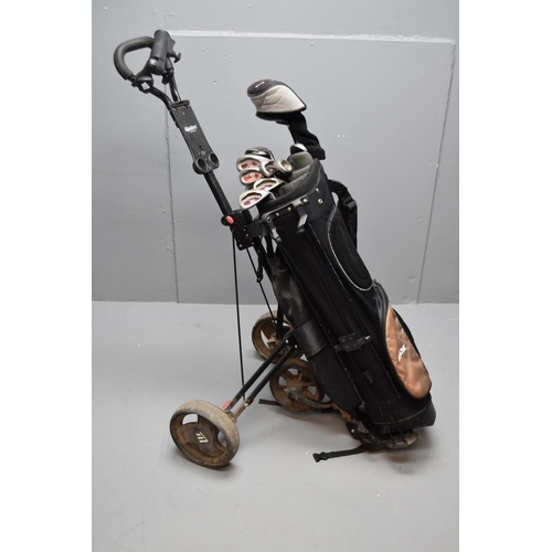 679 - A Set of RAM Concept X Golf Clubs With Yes! Athena C-Groove Putter, RAM Golf Bag, Master Golf Golf T... 