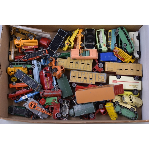 557 - A Selection of Vintage Diecast Playworn Vehicles To Include Matchbox Ford Zodiac Convertible, Servic... 