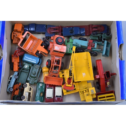 558 - A Selection of Vintage Diecast Playworn Vehicles To Include Farming Vehicles (Massey Ferguson Combin... 