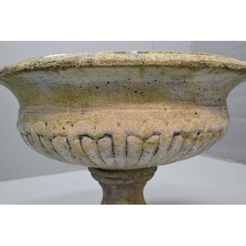 475 - A Large Heavy Concrete Circular Planter With Base, Approx 66cm Diameter