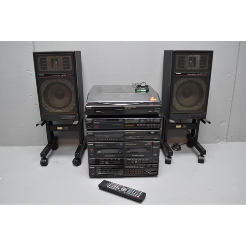 566 - Toshiba separates stereo system automatic turntable SR-3617, CD player model XR-9217, stereo tuner S... 