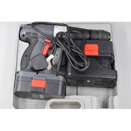 689 - Performance Power Cordless Drill with Charger, two Battery's and Case (Untested)