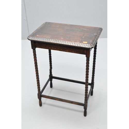 582 - Small wooden console table with twisted wooden legs (24