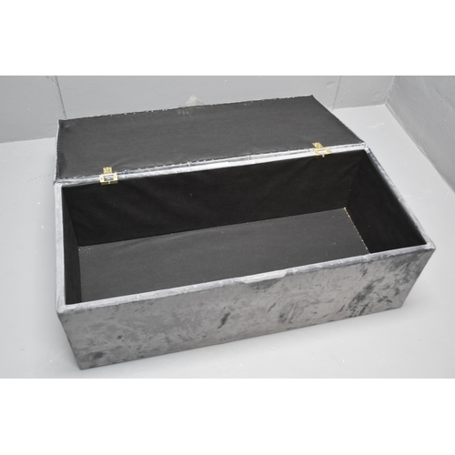 588 - A Modern Contemporary Grey Velour Covered Bedding/Storage Box. Approx 37cm x 105cm x 35cm