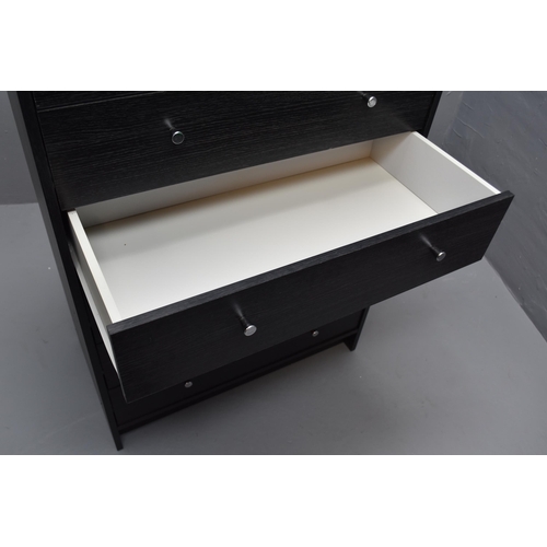 590 - Nice Quality Modern Seven Drawer Black Ash Chest of Drawers Dressed with Chrome Metal Handles and Sm... 