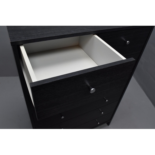 590 - Nice Quality Modern Seven Drawer Black Ash Chest of Drawers Dressed with Chrome Metal Handles and Sm... 