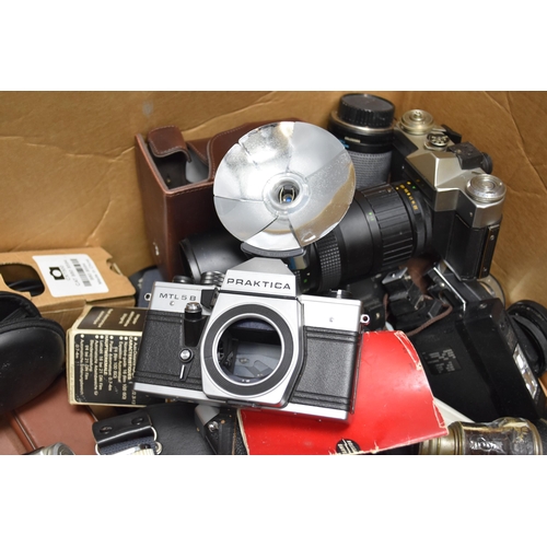 790 - Selection of Vintage Cameras and Camera equipment including Konica, Praktica, Zenit-ES, and More