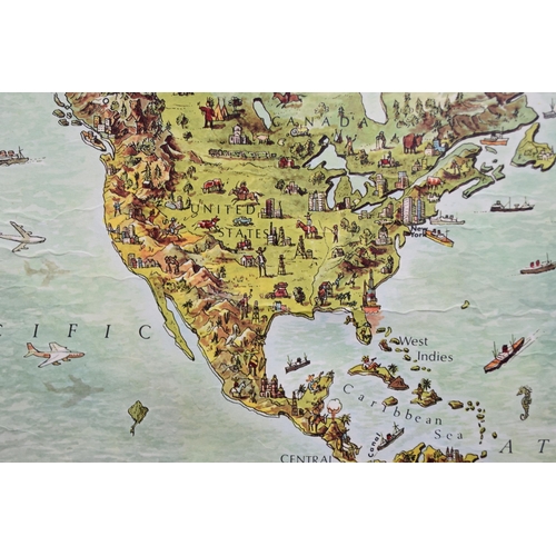 417 - A Retro 1966 James Galt Novelty Map, Approx 100cm x 75cm