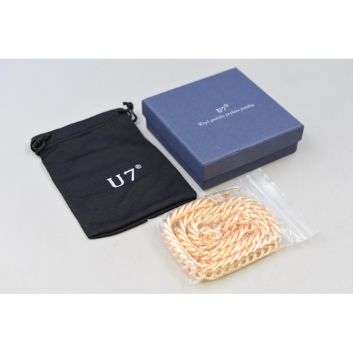 67 - Brand New U7 Jewelry 18ct Gold Plated Rapper Necklace Complete with Pouch and presentation Box (20