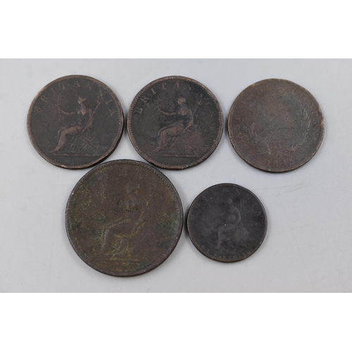 138 - Selection of 5 Georgian and Victorian Copper Coins