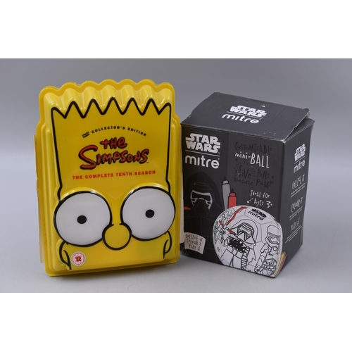 168 - The Simpsons DVD collection, the complete tenth season, Star wars Mitre customisable mini ball with ... 