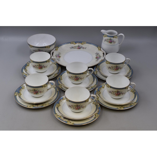 347 - Noritake 21 Piece Tea Set with Milk Jug, Sugar Bowl and Side Plate