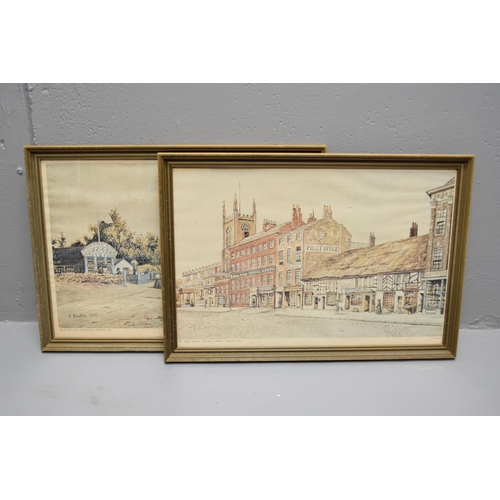 378 - Two Framed and Glazed Harris Museum Coloured Lithograph Prints of Preston Street Scenes from 1853 an... 