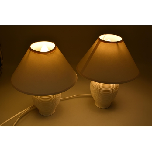 379 - Two small cream table lamps (13