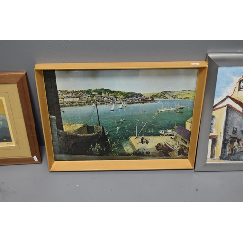 599 - Two Framed and Glazed Prints, With Framed and Glazed Original Watercolour and Ink Street Scene. Incl... 