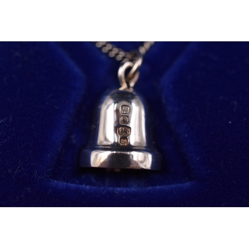 26 - Hallmarked Silver Bell Pendant Necklace Complete with Presentation Box