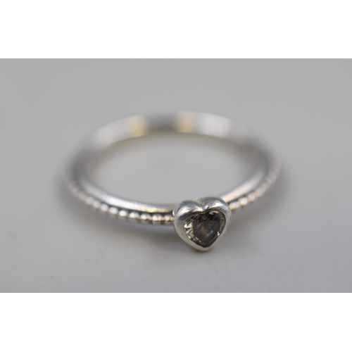 44 - Pandora One Love Cubic Zircona Heart Beaded Ring (Size 54) Complete with Presentation Box