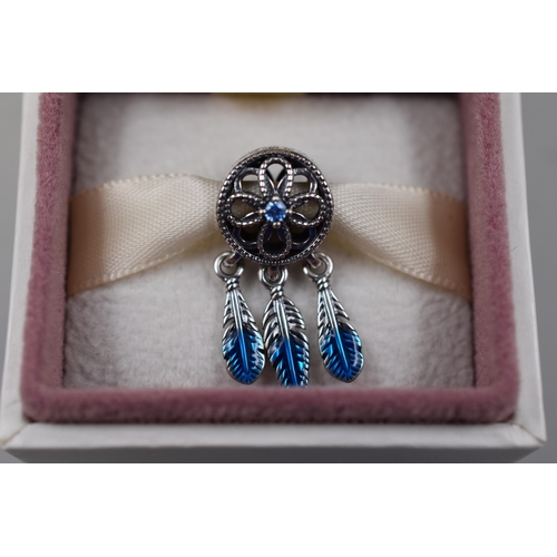 49 - Pandora Blue Feathers Dream Catcher Charm Complete with Presentation Box