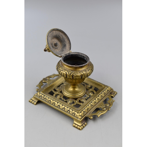 176 - Antique Brass Inkwell (5